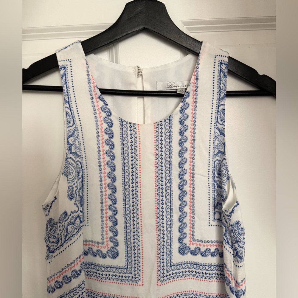 White Paisley Patterned High Neck Tank Tunic Top - Picture 6 of 12